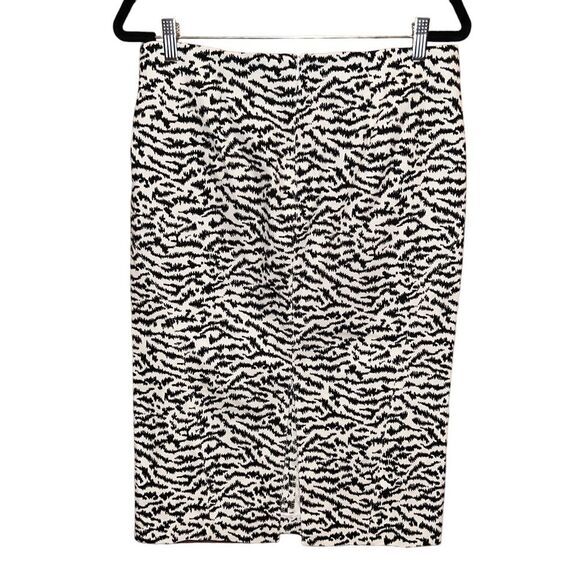 Veronica Beard Midi Seamed Pencil‎ Skirt Womens 12 Black White Tiger Print - Picture 4 of 11